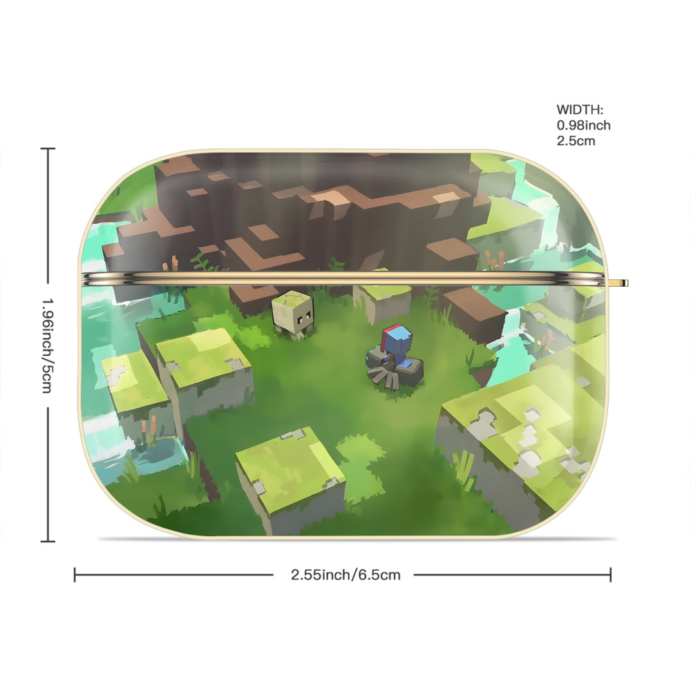 マインクラフト ブロックの世界 Minecraft MC Block world 【AirPods Pro用】ハードシェル保護ケース｜耐衝撃・防指紋・カラビナ付き商品仕様