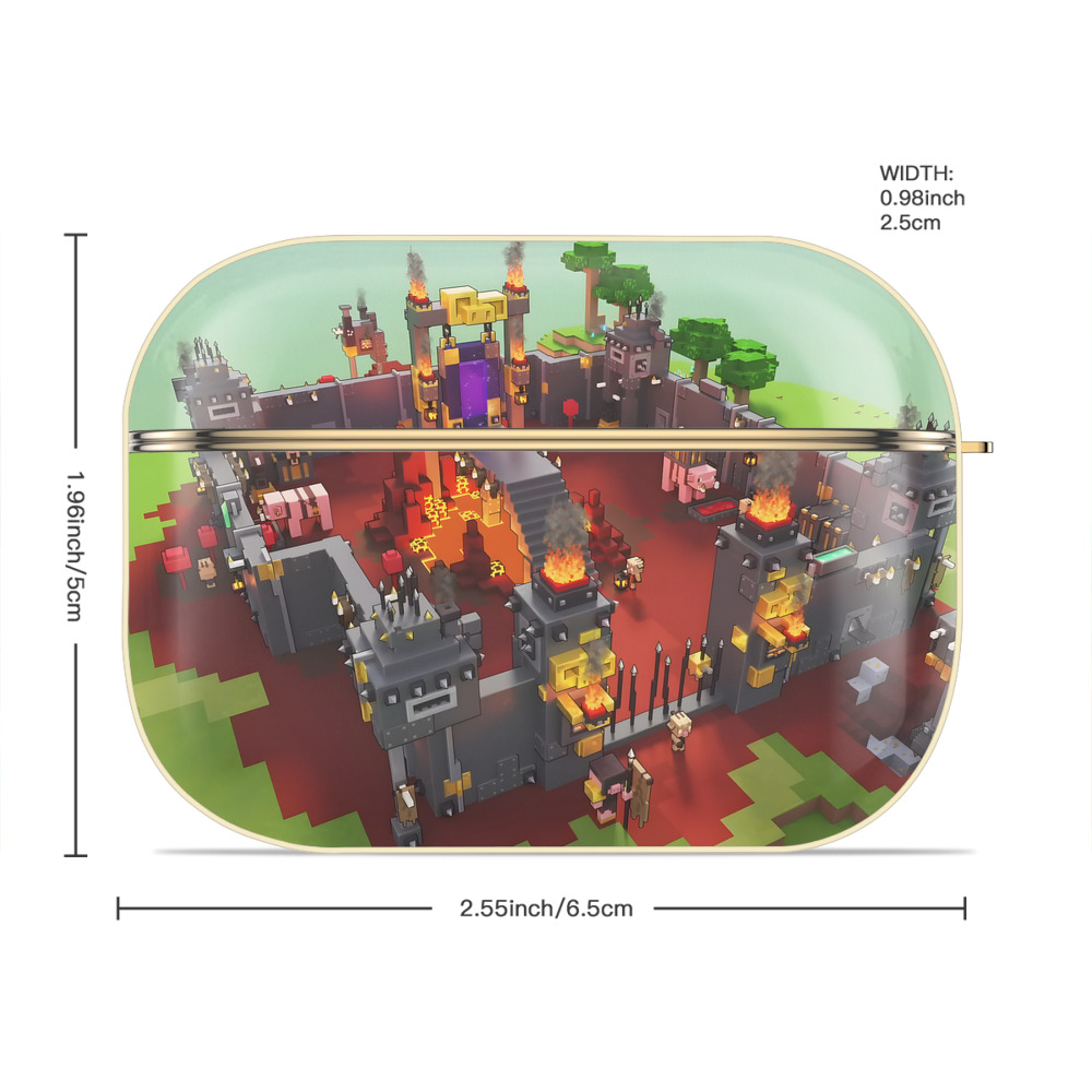 マインクラフト ブロックの世界 Minecraft MC Block world 【AirPods Pro用】ハードシェル保護ケース｜耐衝撃・防指紋・カラビナ付き商品仕様