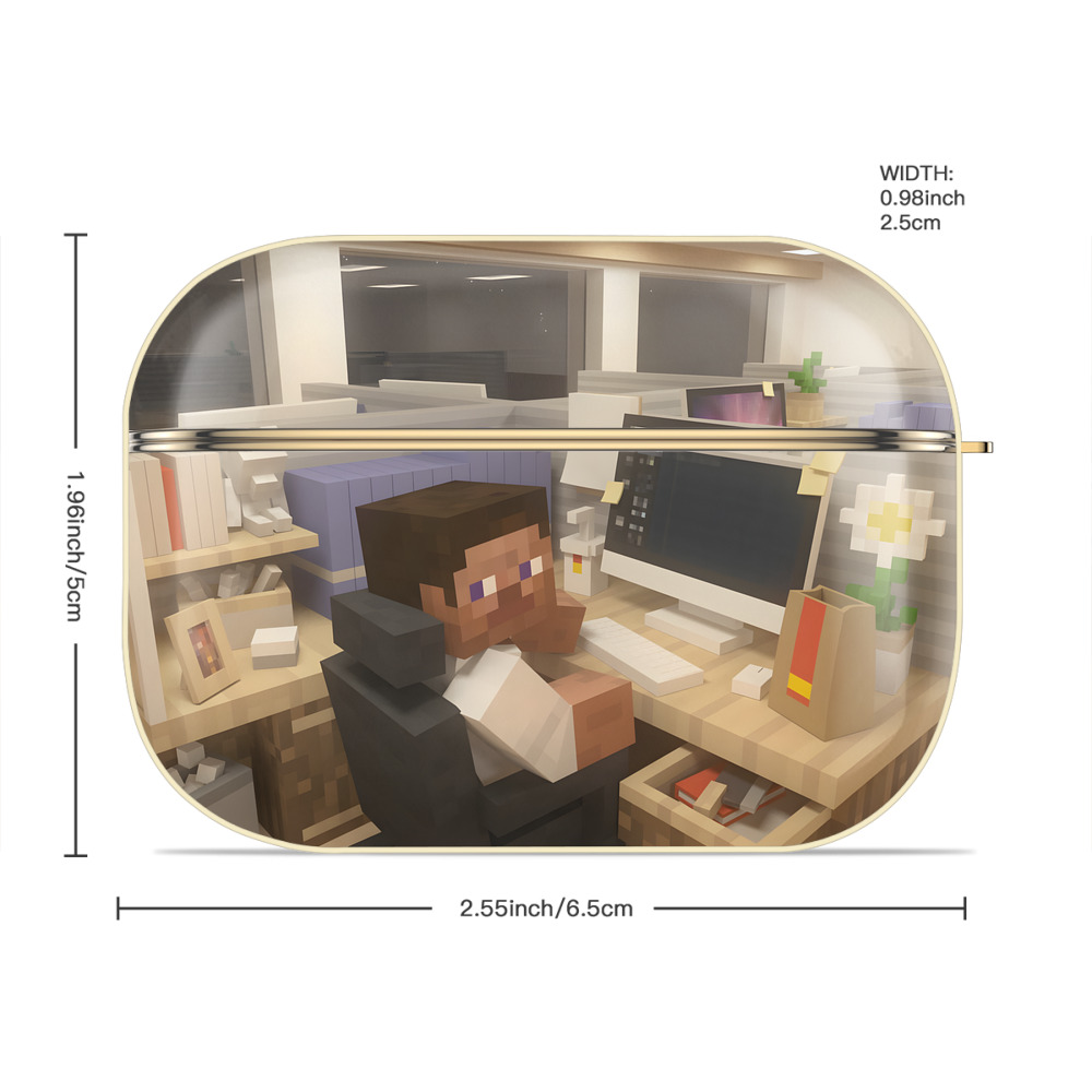 マインクラフト ブロックの世界 Minecraft MC Block world 【AirPods Pro用】ハードシェル保護ケース｜耐衝撃・防指紋・カラビナ付き商品仕様