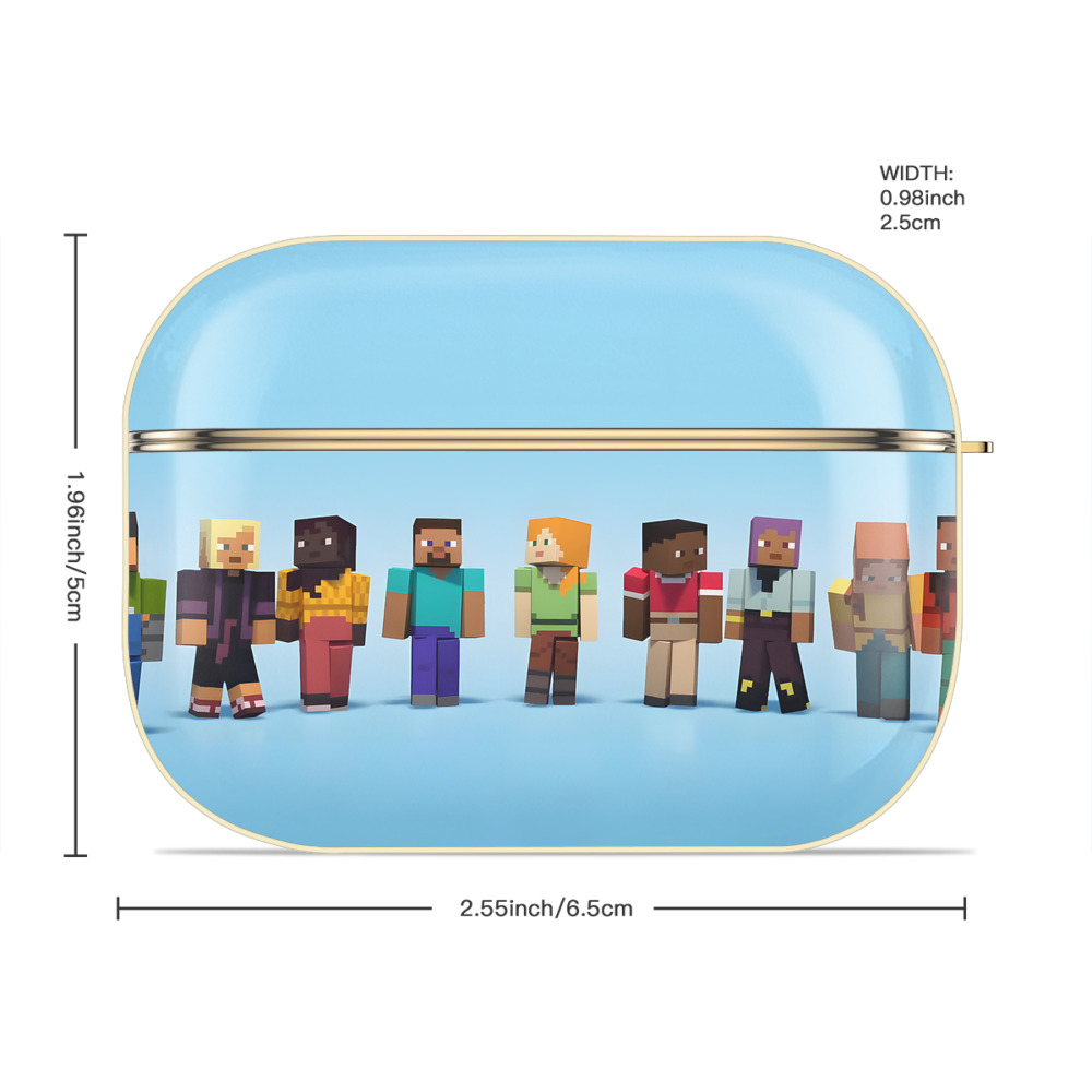 マインクラフト ブロックの世界 Minecraft MC Block world 【AirPods Pro用】ハードシェル保護ケース｜耐衝撃・防指紋・カラビナ付き商品仕様