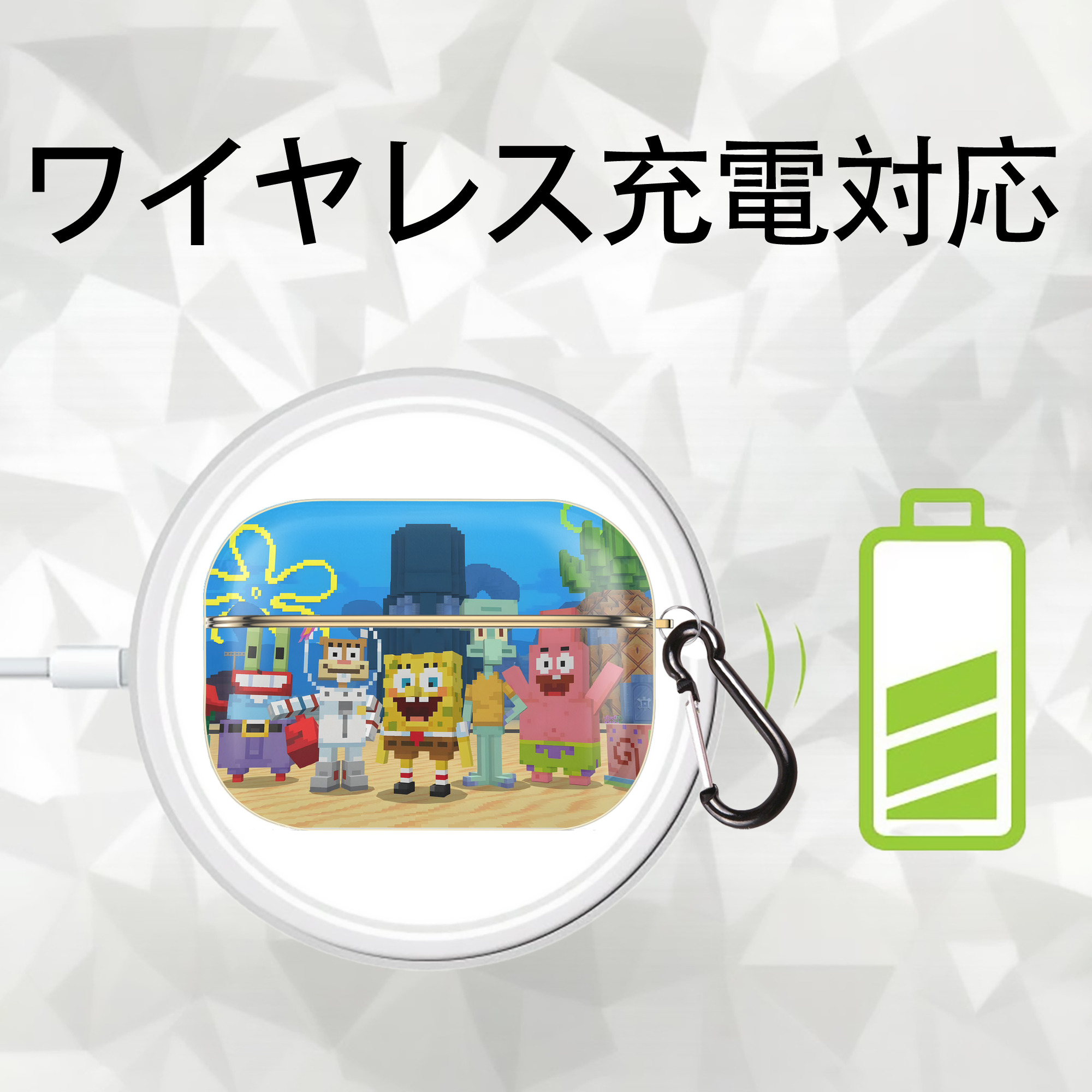 マインクラフト ブロックの世界 Minecraft MC Block world 【AirPods Pro用】ハードシェル保護ケース｜耐衝撃・防指紋・カラビナ付き商品仕様