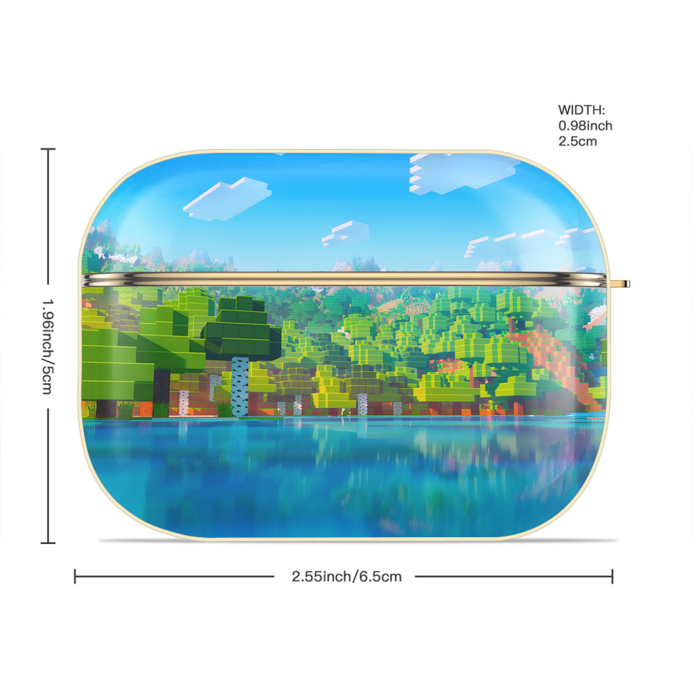 マインクラフト ブロックの世界 Minecraft MC Block world 【AirPods Pro用】ハードシェル保護ケース｜耐衝撃・防指紋・カラビナ付き商品仕様