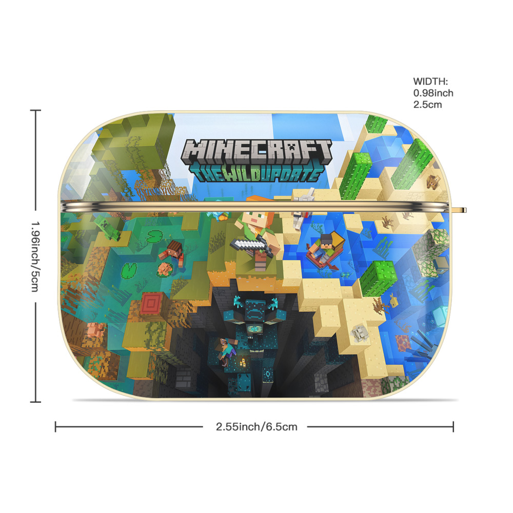 マインクラフト ブロックの世界 Minecraft MC Block world 【AirPods Pro用】ハードシェル保護ケース｜耐衝撃・防指紋・カラビナ付き商品仕様
