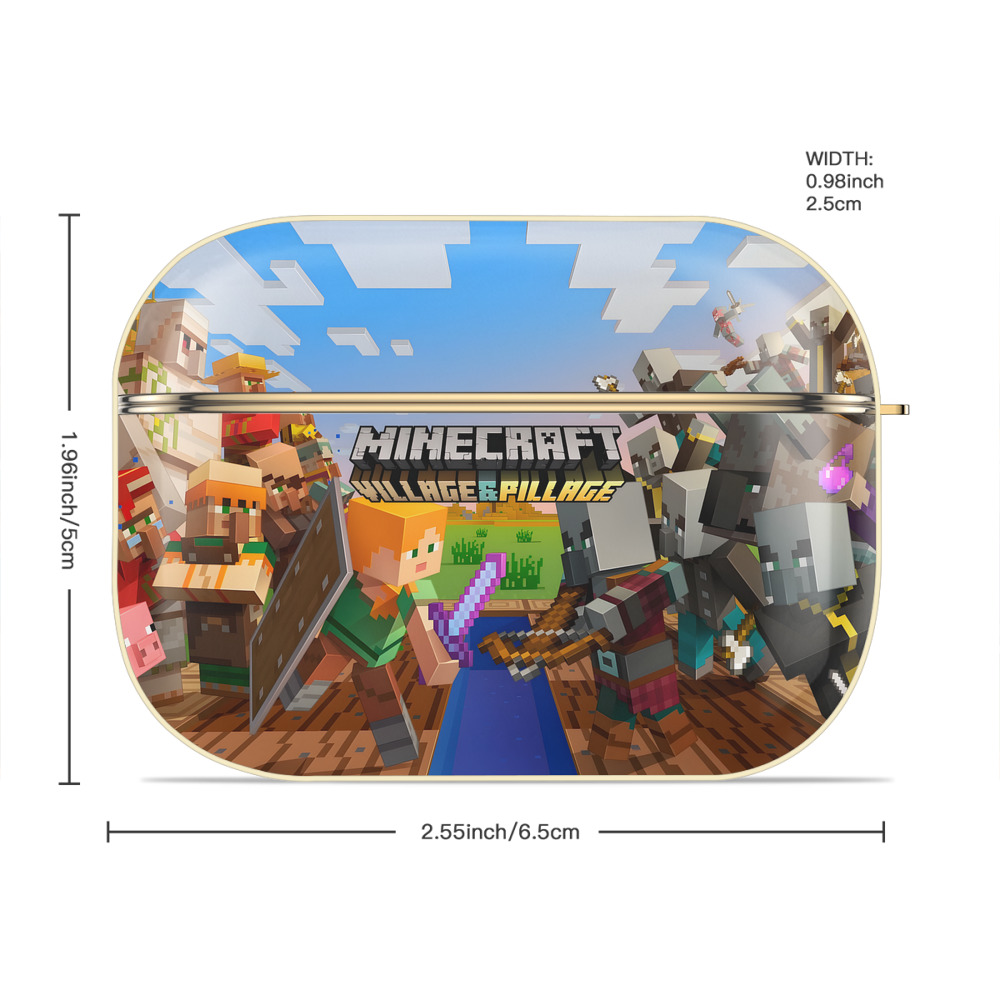 マインクラフト ブロックの世界 Minecraft MC Block world 【AirPods Pro用】ハードシェル保護ケース｜耐衝撃・防指紋・カラビナ付き商品仕様