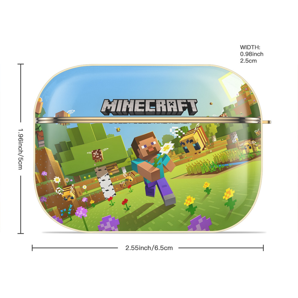 マインクラフト ブロックの世界 Minecraft MC Block world 【AirPods Pro用】ハードシェル保護ケース｜耐衝撃・防指紋・カラビナ付き商品仕様