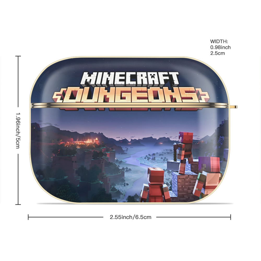 マインクラフト ブロックの世界 Minecraft MC Block world 【AirPods Pro用】ハードシェル保護ケース｜耐衝撃・防指紋・カラビナ付き商品仕様