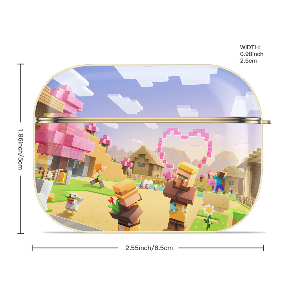 マインクラフト ブロックの世界 Minecraft MC Block world 【AirPods Pro用】ハードシェル保護ケース｜耐衝撃・防指紋・カラビナ付き商品仕様