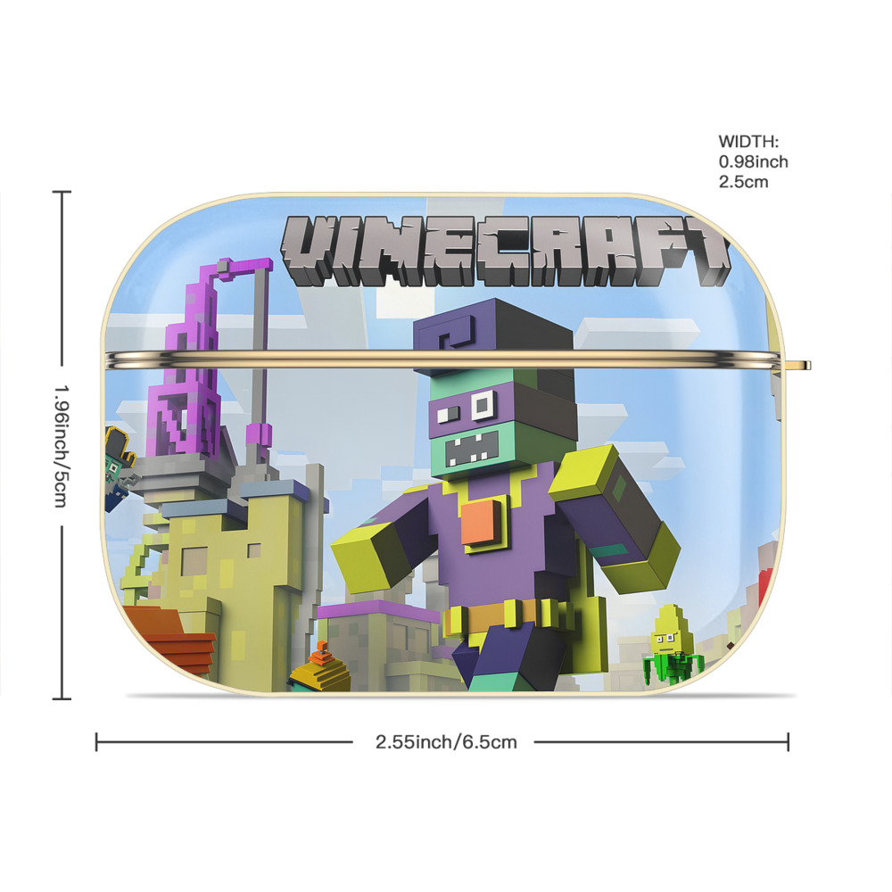 マインクラフト ブロックの世界 Minecraft MC Block world 【AirPods Pro用】ハードシェル保護ケース｜耐衝撃・防指紋・カラビナ付き商品仕様