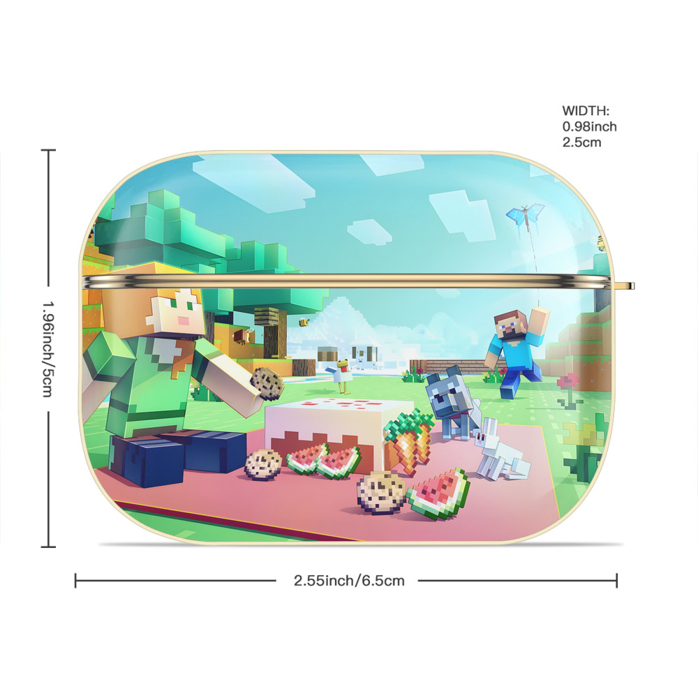 マインクラフト ブロックの世界 Minecraft MC Block world 【AirPods Pro用】ハードシェル保護ケース｜耐衝撃・防指紋・カラビナ付き商品仕様