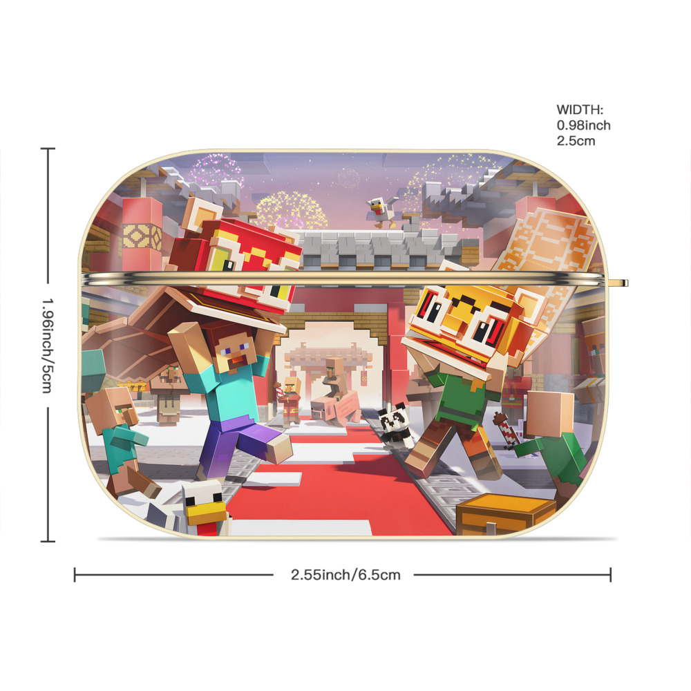 マインクラフト ブロックの世界 Minecraft MC Block world 【AirPods Pro用】ハードシェル保護ケース｜耐衝撃・防指紋・カラビナ付き商品仕様
