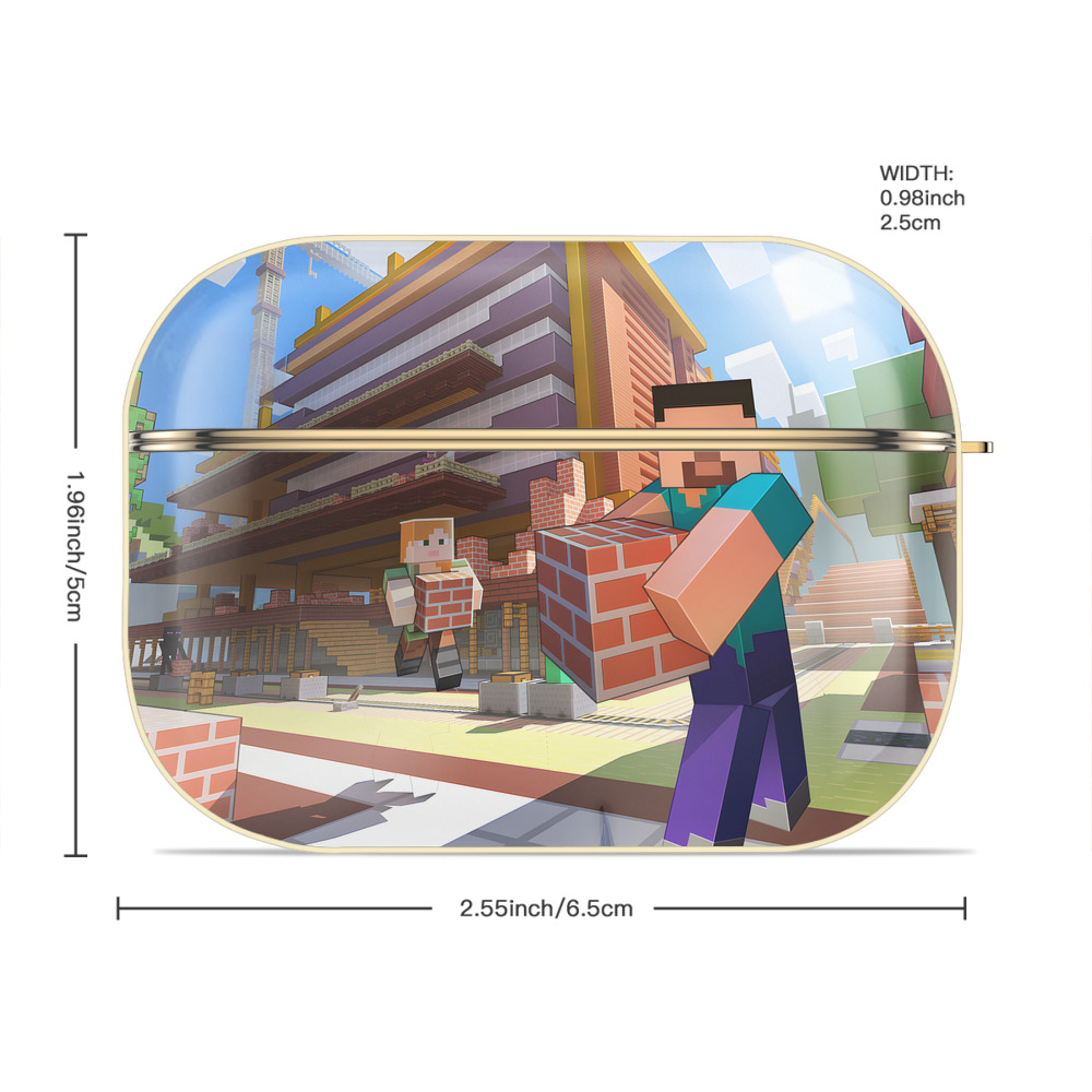 マインクラフト ブロックの世界 Minecraft MC Block world 【AirPods Pro用】ハードシェル保護ケース｜耐衝撃・防指紋・カラビナ付き商品仕様