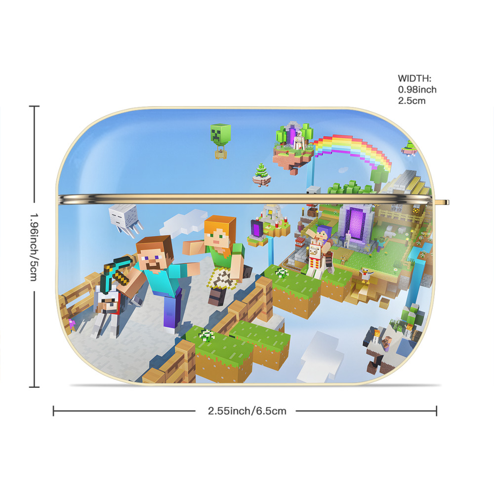 マインクラフト ブロックの世界 Minecraft MC Block world 【AirPods Pro用】ハードシェル保護ケース｜耐衝撃・防指紋・カラビナ付き商品仕様