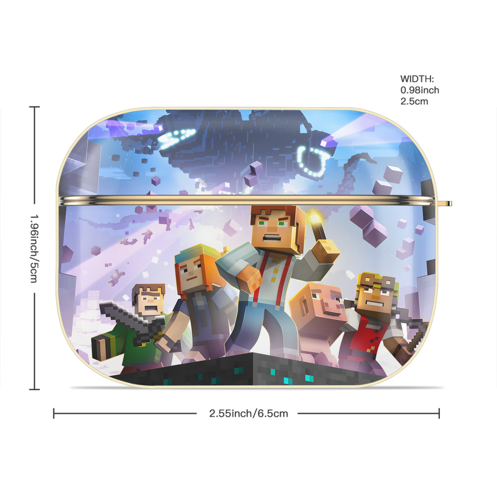 マインクラフト ブロックの世界 Minecraft MC Block world 【AirPods Pro用】ハードシェル保護ケース｜耐衝撃・防指紋・カラビナ付き商品仕様