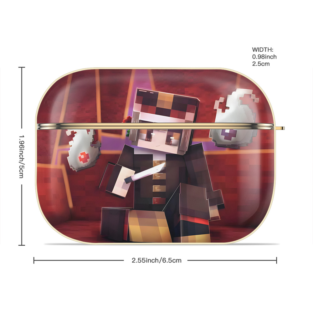 マインクラフト ブロックの世界 Minecraft MC Block world 【AirPods Pro用】ハードシェル保護ケース｜耐衝撃・防指紋・カラビナ付き商品仕様