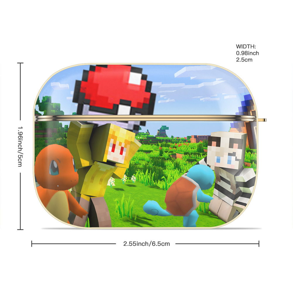 マインクラフト ブロックの世界 Minecraft MC Block world 【AirPods Pro用】ハードシェル保護ケース｜耐衝撃・防指紋・カラビナ付き商品仕様