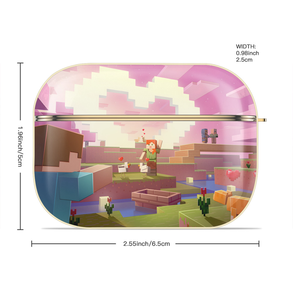 マインクラフト ブロックの世界 Minecraft MC Block world 【AirPods Pro用】ハードシェル保護ケース｜耐衝撃・防指紋・カラビナ付き商品仕様