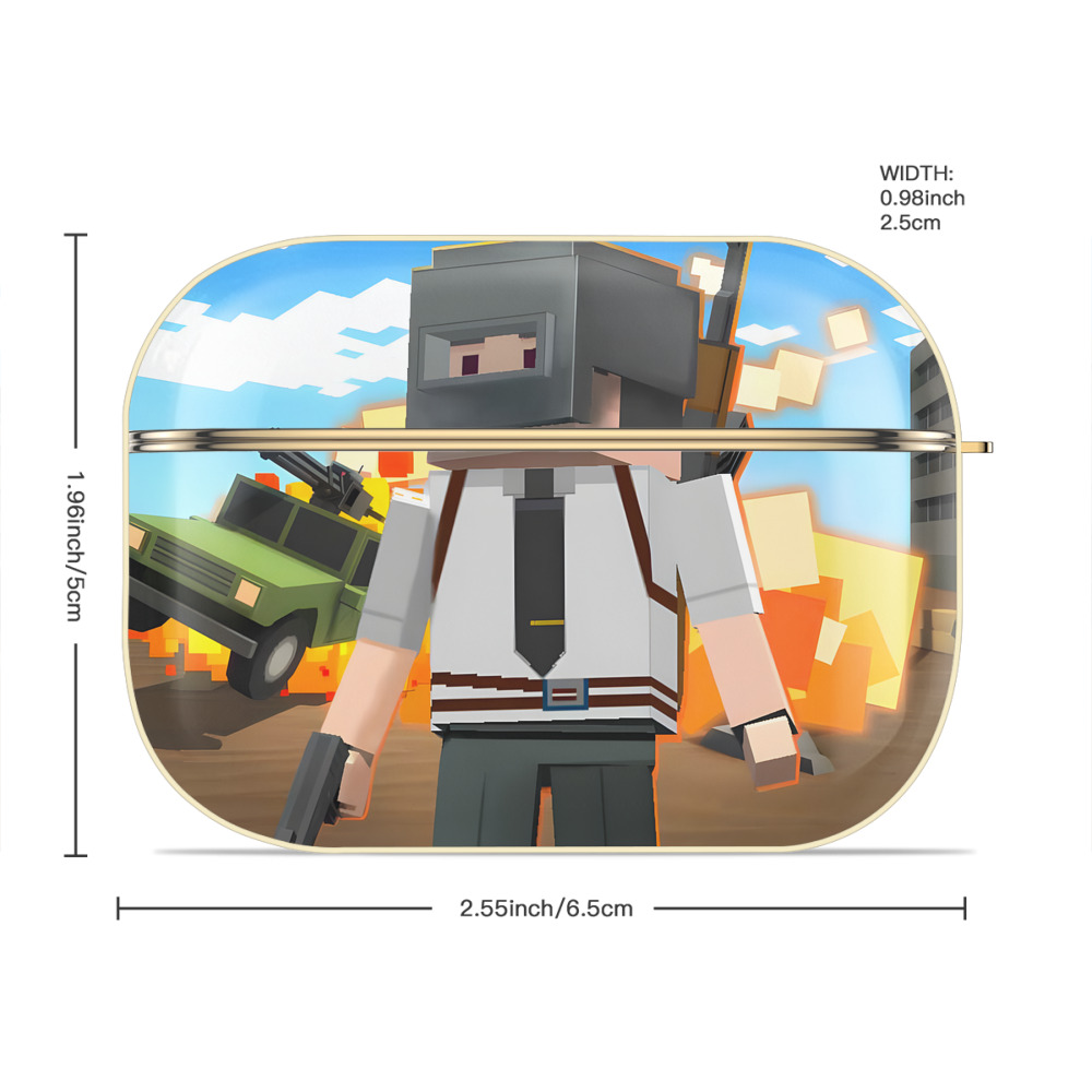 マインクラフト ブロックの世界 Minecraft MC Block world 【AirPods Pro用】ハードシェル保護ケース｜耐衝撃・防指紋・カラビナ付き商品仕様