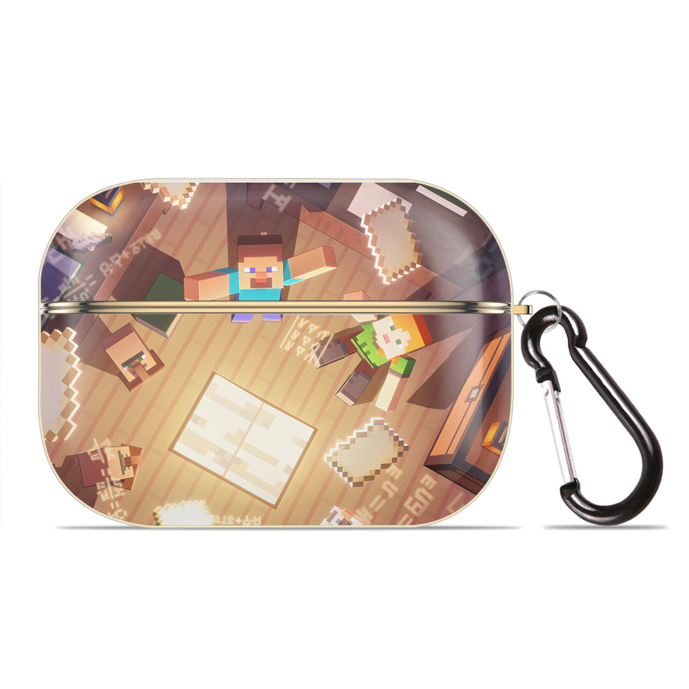 （画像用） マインクラフト ブロックの世界 Minecraft MC Block world 【AirPods Pro用】ハードシェル保護ケース｜耐衝撃・防指紋・カラビナ付き商品仕様