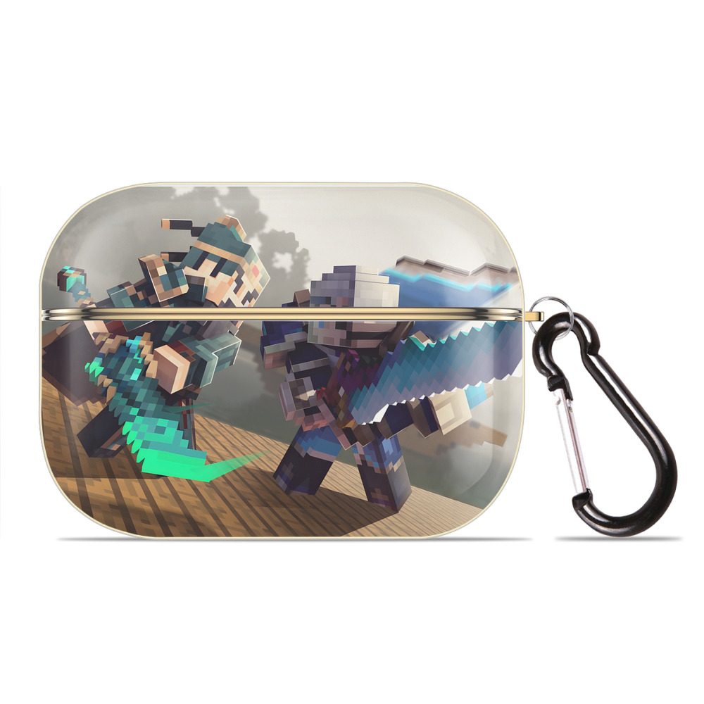 （画像用） マインクラフト ブロックの世界 Minecraft MC Block world 【AirPods Pro用】ハードシェル保護ケース｜耐衝撃・防指紋・カラビナ付き商品仕様