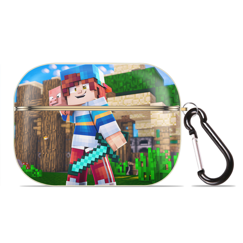 （画像用） マインクラフト ブロックの世界 Minecraft MC Block world 【AirPods Pro用】ハードシェル保護ケース｜耐衝撃・防指紋・カラビナ付き商品仕様