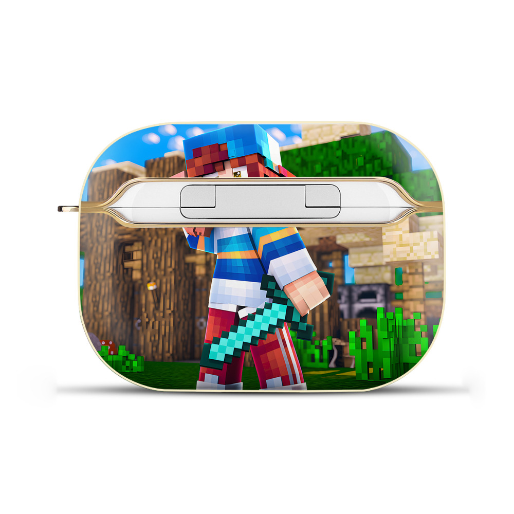 （画像用） マインクラフト ブロックの世界 Minecraft MC Block world 【AirPods Pro用】ハードシェル保護ケース｜耐衝撃・防指紋・カラビナ付き商品仕様