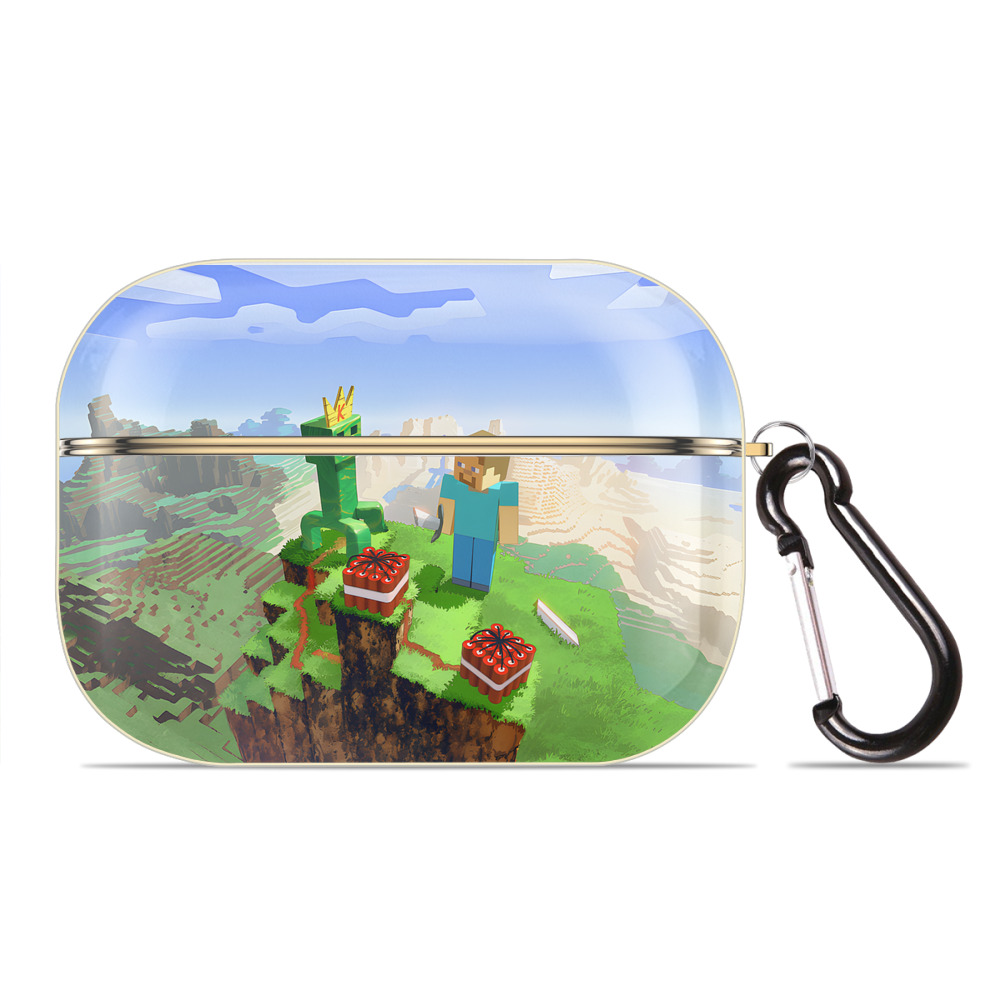 （画像用） マインクラフト ブロックの世界 Minecraft MC Block world 【AirPods Pro用】ハードシェル保護ケース｜耐衝撃・防指紋・カラビナ付き商品仕様