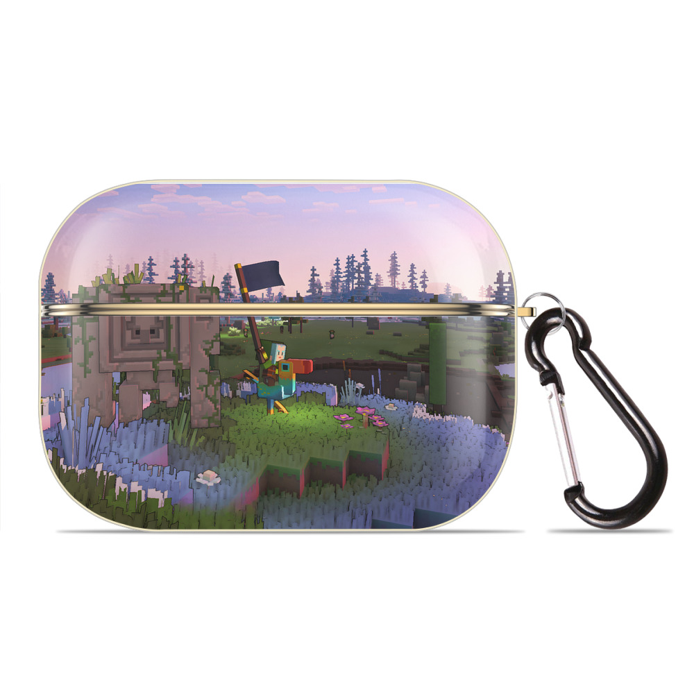 （画像用） マインクラフト ブロックの世界 Minecraft MC Block world 【AirPods Pro用】ハードシェル保護ケース｜耐衝撃・防指紋・カラビナ付き商品仕様