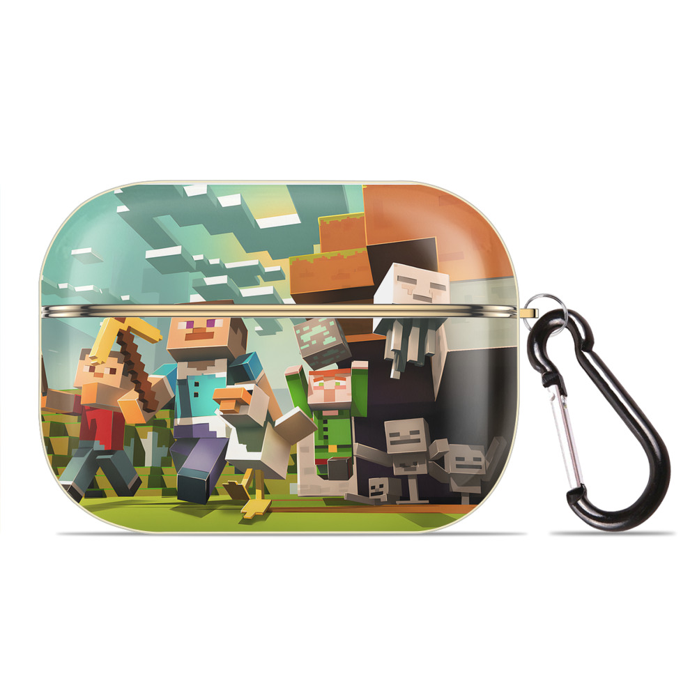 （画像用） マインクラフト ブロックの世界 Minecraft MC Block world 【AirPods Pro用】ハードシェル保護ケース｜耐衝撃・防指紋・カラビナ付き商品仕様