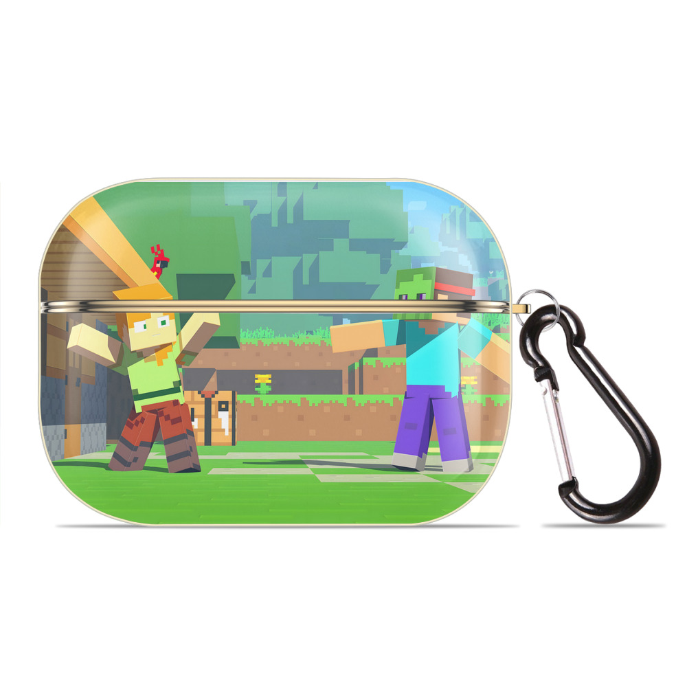 （画像用） マインクラフト ブロックの世界 Minecraft MC Block world 【AirPods Pro用】ハードシェル保護ケース｜耐衝撃・防指紋・カラビナ付き商品仕様