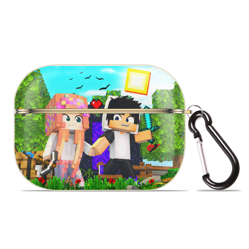 （画像用） マインクラフト ブロックの世界 Minecraft MC Block world 【AirPods Pro用】ハードシェル保護ケース｜耐衝撃・防指紋・カラビナ付き商品仕様