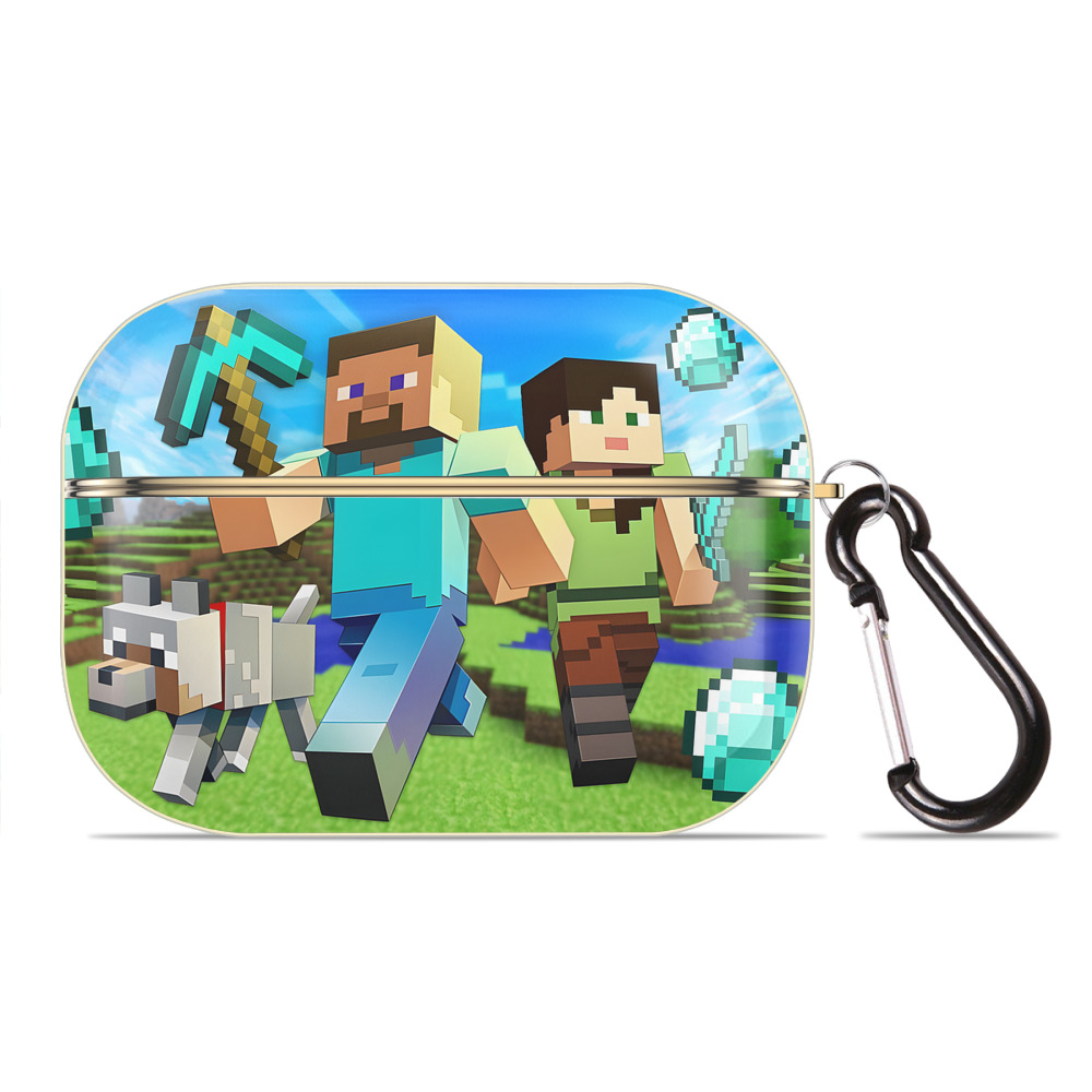 （画像用） マインクラフト ブロックの世界 Minecraft MC Block world 【AirPods Pro用】ハードシェル保護ケース｜耐衝撃・防指紋・カラビナ付き商品仕様