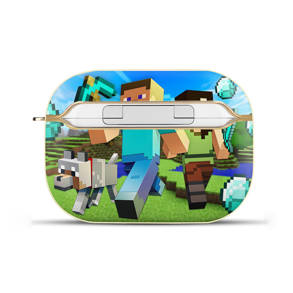 （画像用） マインクラフト ブロックの世界 Minecraft MC Block world 【AirPods Pro用】ハードシェル保護ケース｜耐衝撃・防指紋・カラビナ付き商品仕様