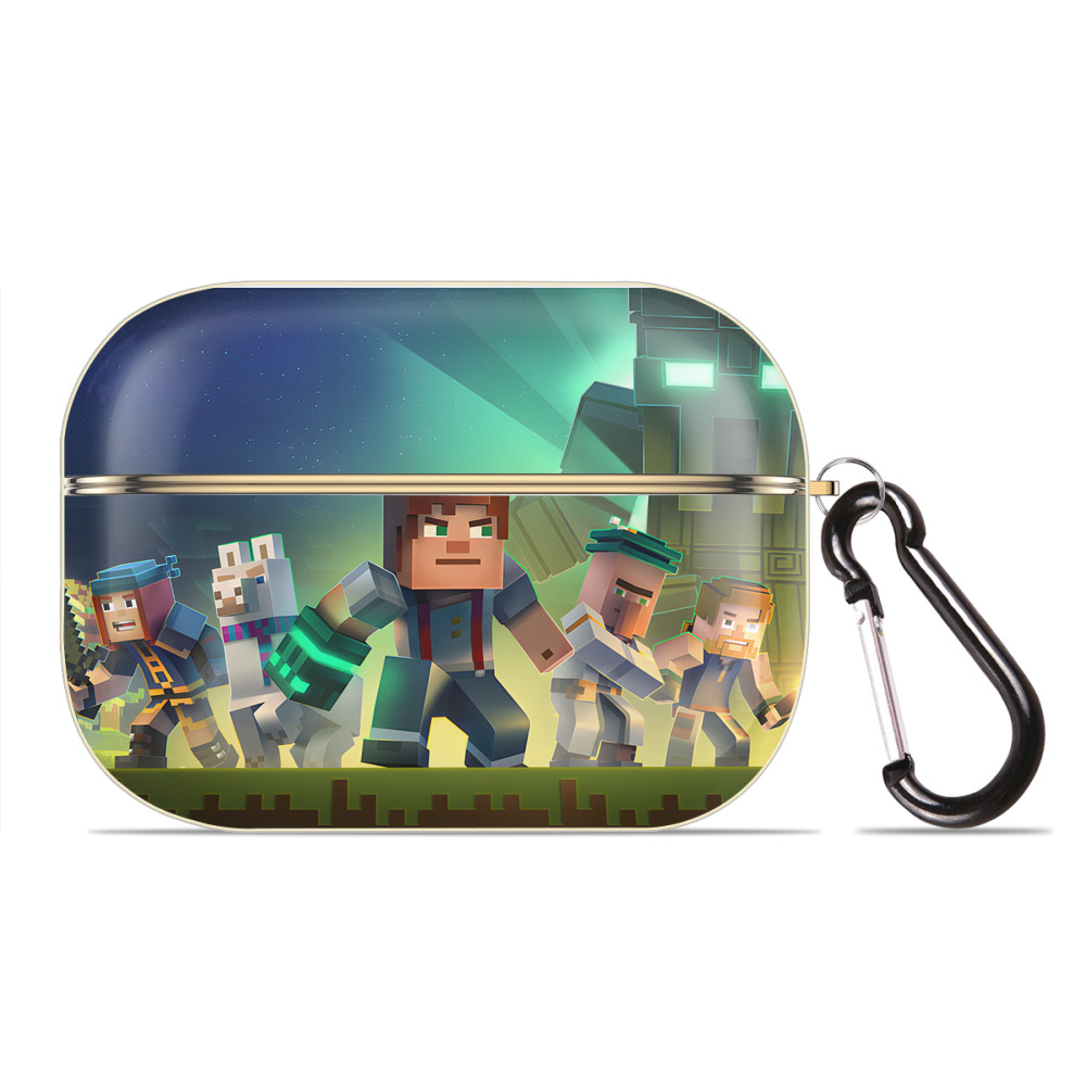 （画像用） マインクラフト ブロックの世界 Minecraft MC Block world 【AirPods Pro用】ハードシェル保護ケース｜耐衝撃・防指紋・カラビナ付き商品仕様