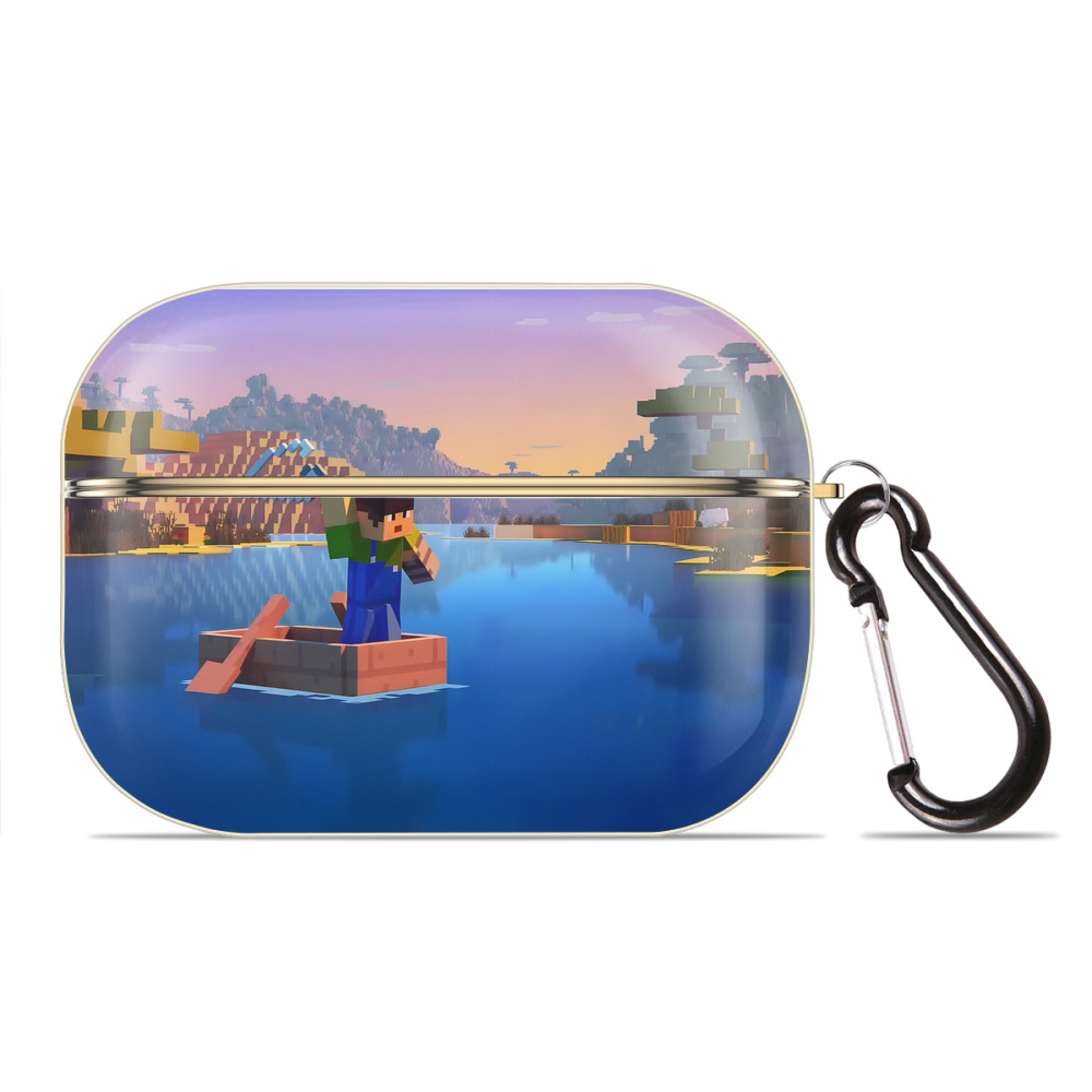 （画像用） マインクラフト ブロックの世界 Minecraft MC Block world 【AirPods Pro用】ハードシェル保護ケース｜耐衝撃・防指紋・カラビナ付き商品仕様