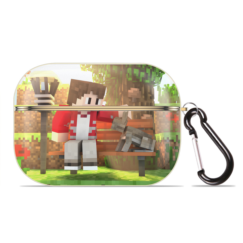 （画像用） マインクラフト ブロックの世界 Minecraft MC Block world 【AirPods Pro用】ハードシェル保護ケース｜耐衝撃・防指紋・カラビナ付き商品仕様