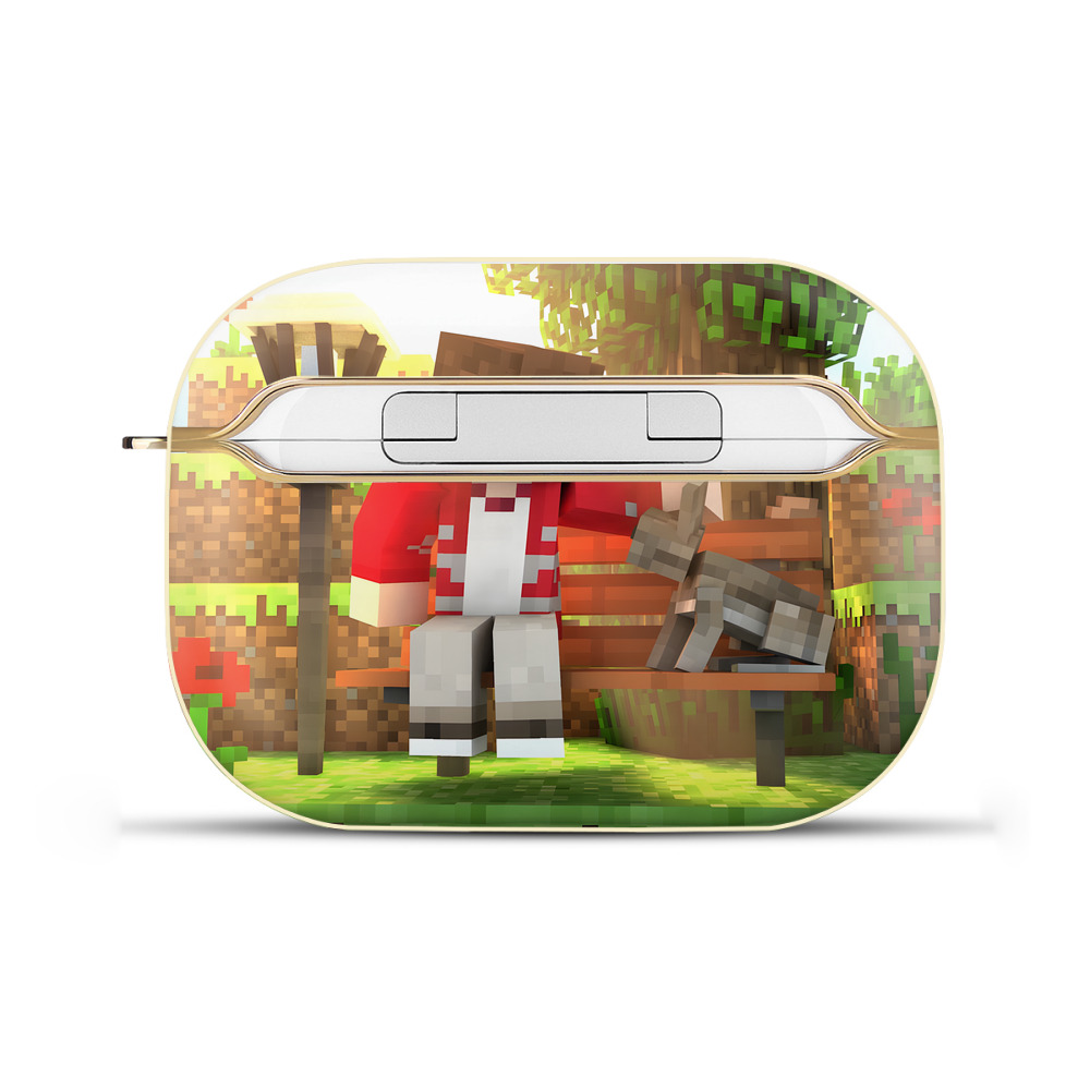 （画像用） マインクラフト ブロックの世界 Minecraft MC Block world 【AirPods Pro用】ハードシェル保護ケース｜耐衝撃・防指紋・カラビナ付き商品仕様