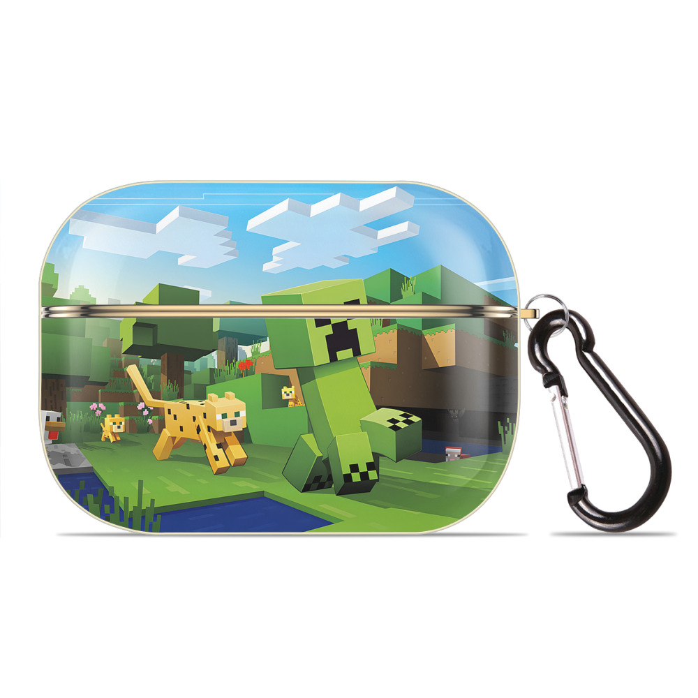 （画像用） マインクラフト ブロックの世界 Minecraft MC Block world 【AirPods Pro用】ハードシェル保護ケース｜耐衝撃・防指紋・カラビナ付き商品仕様