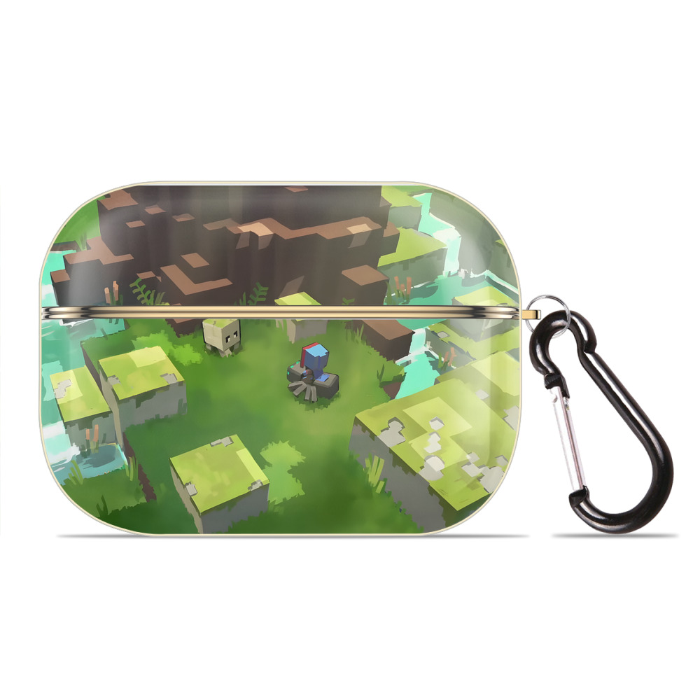 （画像用） マインクラフト ブロックの世界 Minecraft MC Block world 【AirPods Pro用】ハードシェル保護ケース｜耐衝撃・防指紋・カラビナ付き商品仕様