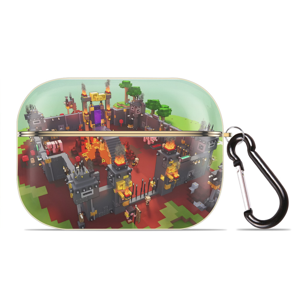 （画像用） マインクラフト ブロックの世界 Minecraft MC Block world 【AirPods Pro用】ハードシェル保護ケース｜耐衝撃・防指紋・カラビナ付き商品仕様