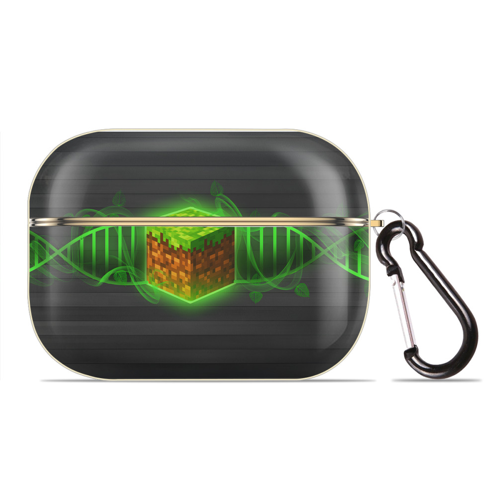 （画像用） マインクラフト ブロックの世界 Minecraft MC Block world 【AirPods Pro用】ハードシェル保護ケース｜耐衝撃・防指紋・カラビナ付き商品仕様