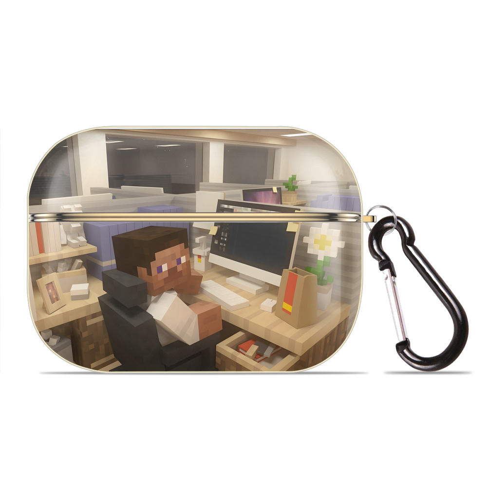 （画像用） マインクラフト ブロックの世界 Minecraft MC Block world 【AirPods Pro用】ハードシェル保護ケース｜耐衝撃・防指紋・カラビナ付き商品仕様
