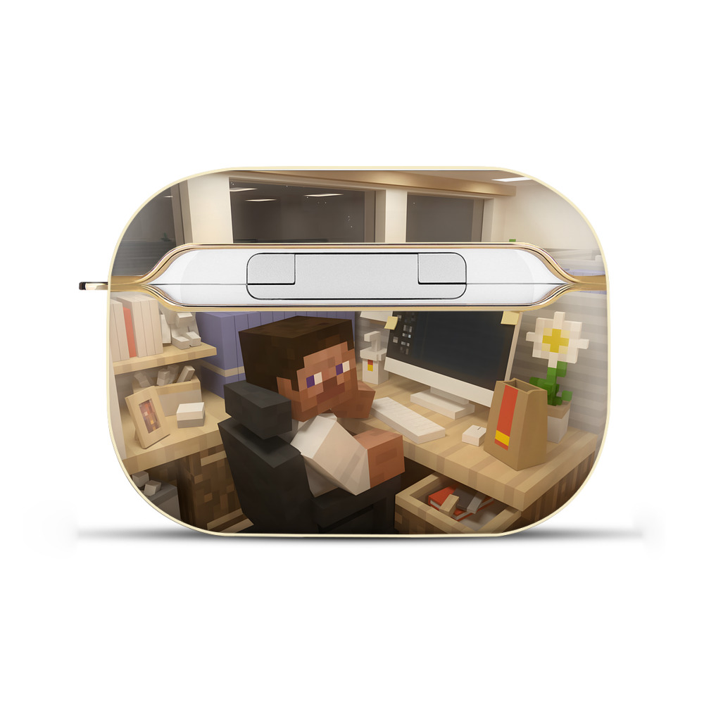（画像用） マインクラフト ブロックの世界 Minecraft MC Block world 【AirPods Pro用】ハードシェル保護ケース｜耐衝撃・防指紋・カラビナ付き商品仕様