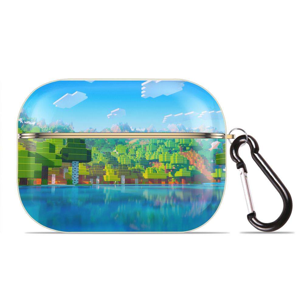 （画像用） マインクラフト ブロックの世界 Minecraft MC Block world 【AirPods Pro用】ハードシェル保護ケース｜耐衝撃・防指紋・カラビナ付き商品仕様