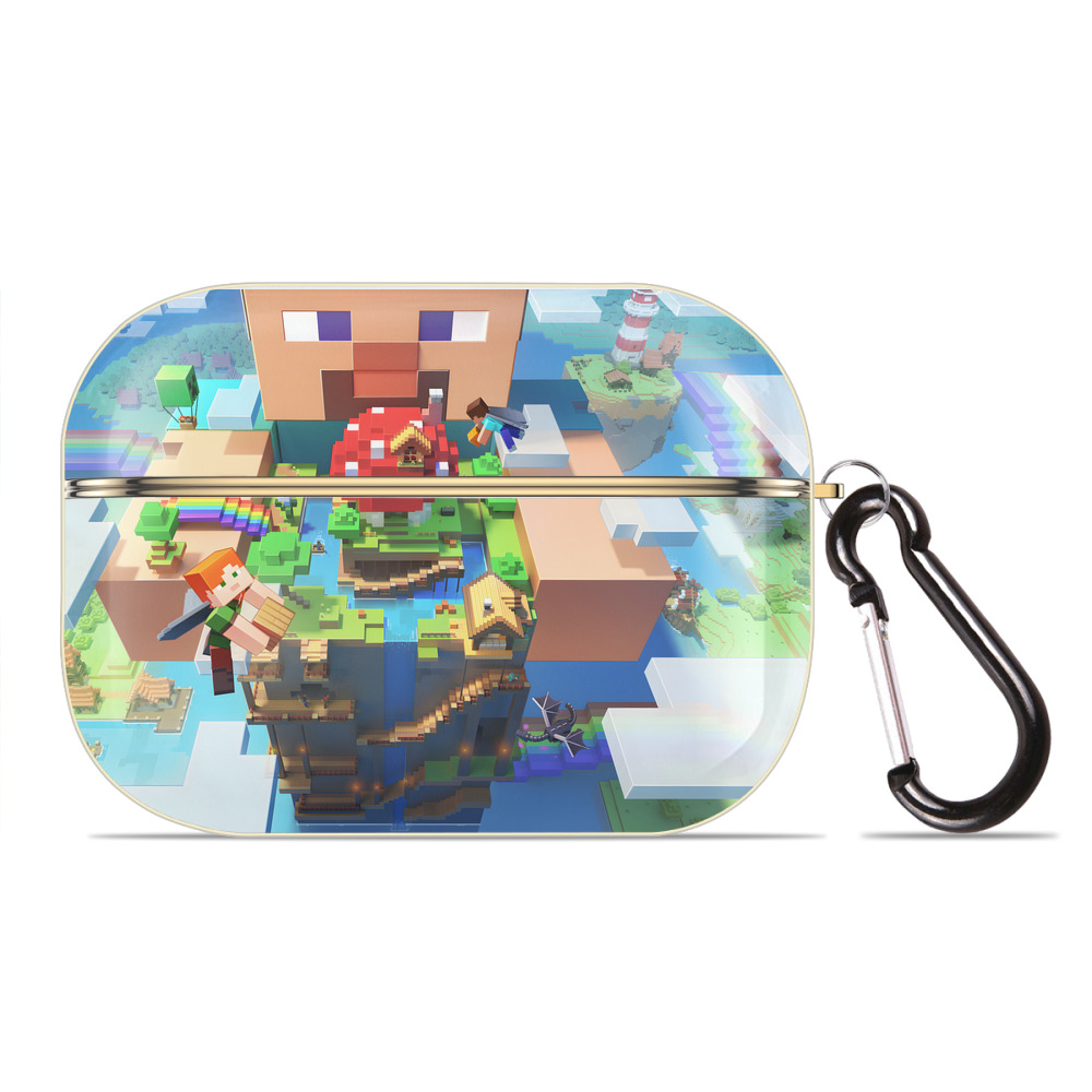 （画像用） マインクラフト ブロックの世界 Minecraft MC Block world 【AirPods Pro用】ハードシェル保護ケース｜耐衝撃・防指紋・カラビナ付き商品仕様