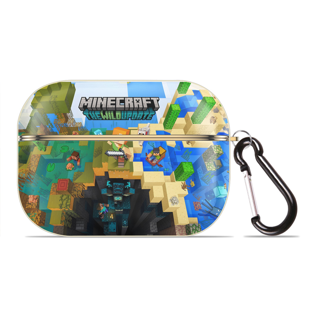（画像用） マインクラフト ブロックの世界 Minecraft MC Block world 【AirPods Pro用】ハードシェル保護ケース｜耐衝撃・防指紋・カラビナ付き商品仕様