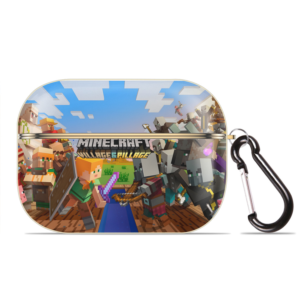 （画像用） マインクラフト ブロックの世界 Minecraft MC Block world 【AirPods Pro用】ハードシェル保護ケース｜耐衝撃・防指紋・カラビナ付き商品仕様