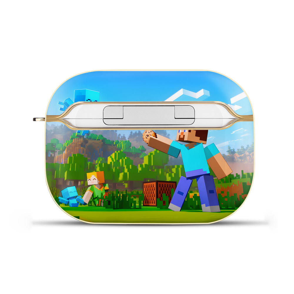 （画像用） マインクラフト ブロックの世界 Minecraft MC Block world 【AirPods Pro用】ハードシェル保護ケース｜耐衝撃・防指紋・カラビナ付き商品仕様