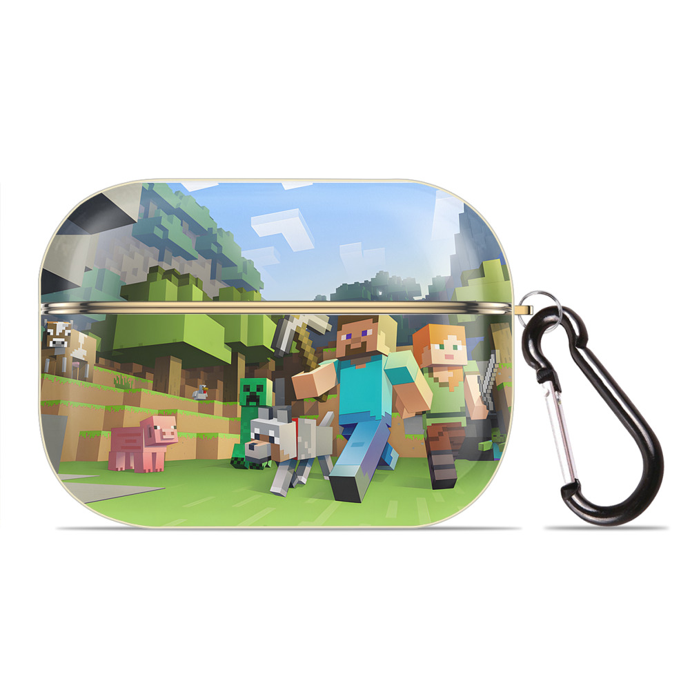 （画像用） マインクラフト ブロックの世界 Minecraft MC Block world 【AirPods Pro用】ハードシェル保護ケース｜耐衝撃・防指紋・カラビナ付き商品仕様