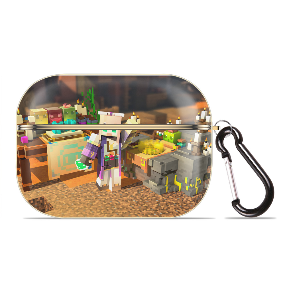 （画像用） マインクラフト ブロックの世界 Minecraft MC Block world 【AirPods Pro用】ハードシェル保護ケース｜耐衝撃・防指紋・カラビナ付き商品仕様