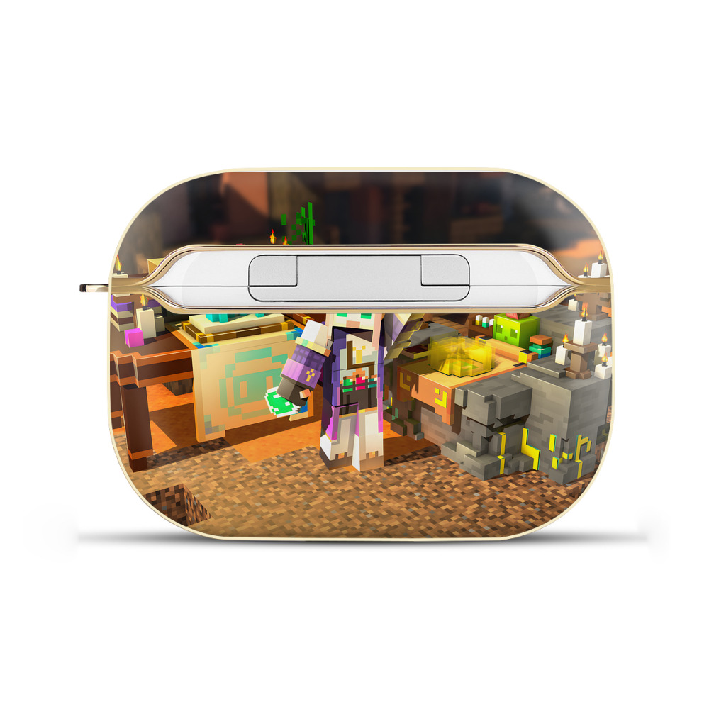（画像用） マインクラフト ブロックの世界 Minecraft MC Block world 【AirPods Pro用】ハードシェル保護ケース｜耐衝撃・防指紋・カラビナ付き商品仕様